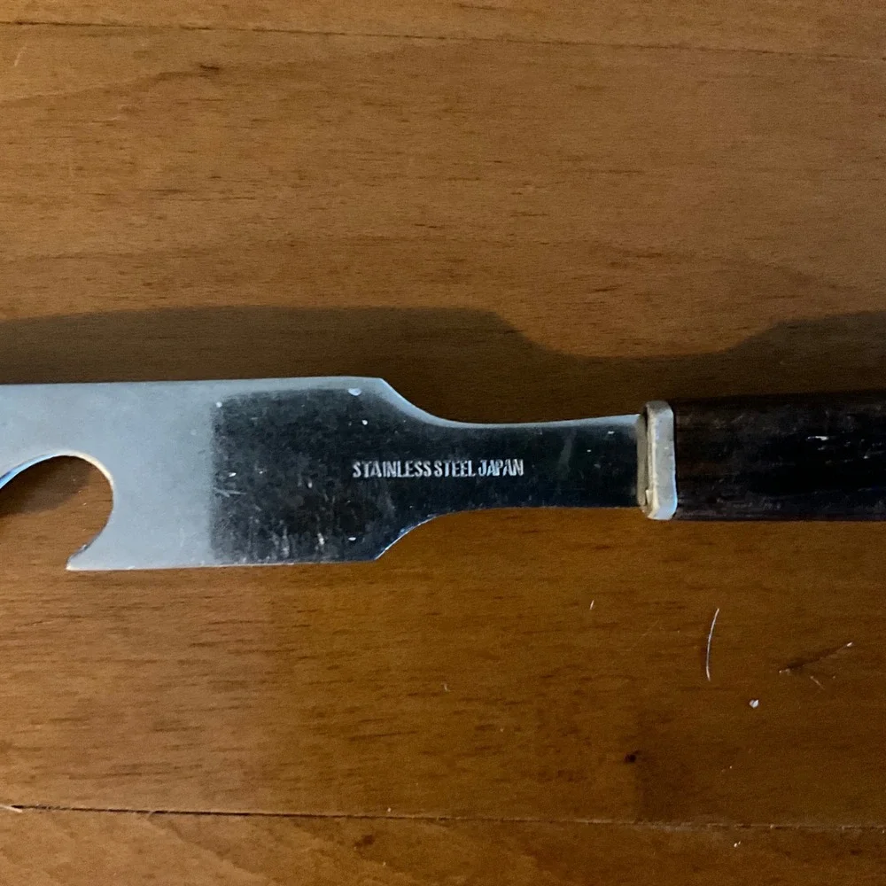 Vintage Stainless Steel Japan Bar Bottle Opener Wood‎ Handle Barware